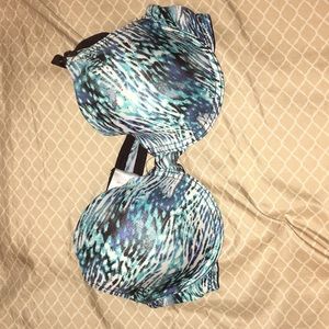 Blue watercolor printed bra